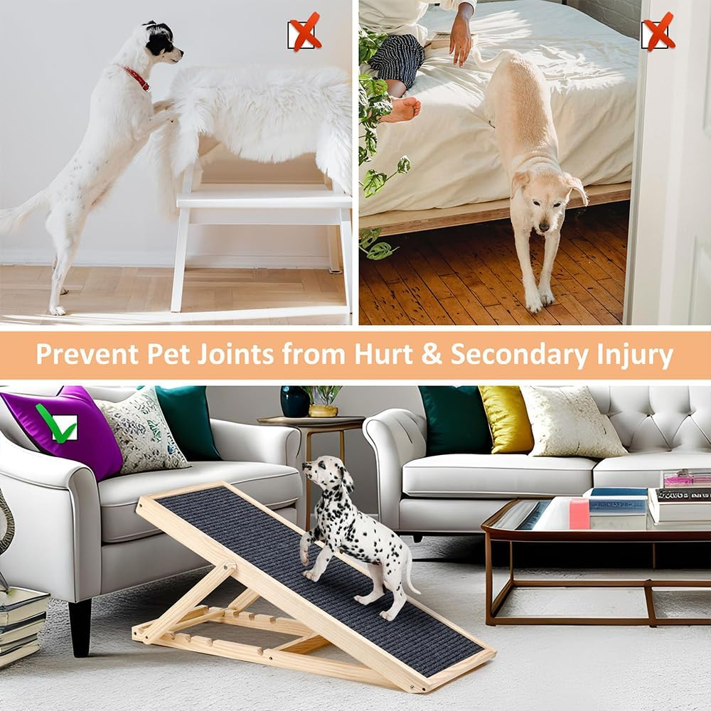 ATDORO Folding Portable Wood Pet Ramp for Small and Older Animals,Lightweight Dog Car Ramps for SUV, Bed, Couch (Large) image number 5