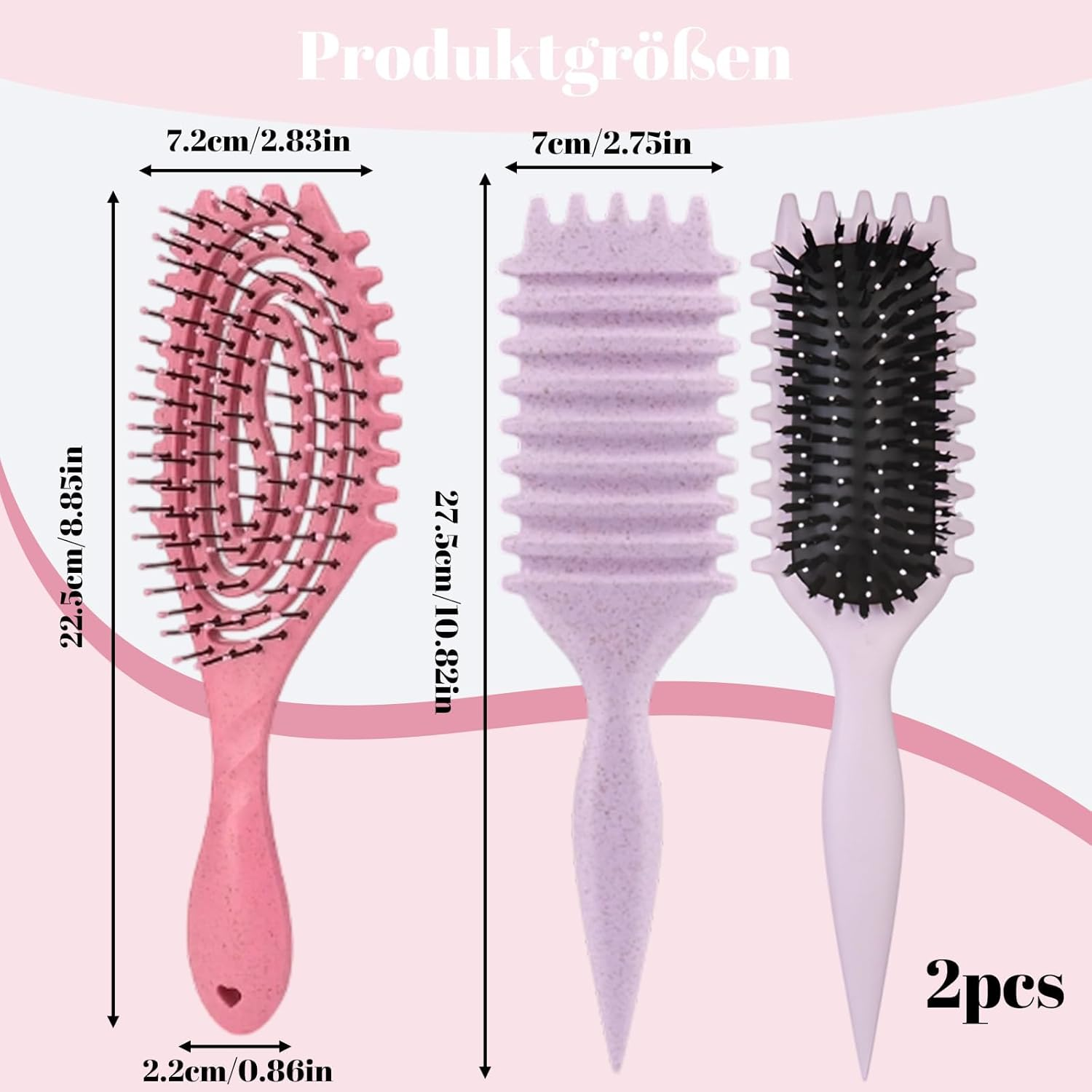 Curl Brush, 2-Piece Curl Brush Set, Brush for Curls and Curling Comb, Ideal for Curly Hair, Curling Brush for Natural Curls and Curly Hair Brush image number 5
