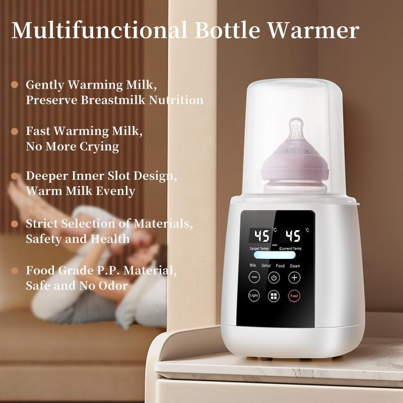 6-In-1 Multifunctional Bottle Warmer Milk Warmer, Baby Bottle Warmer Fast 48H Thermostat for Breastmilk, Formula with Accurate Temp Control, Baby Milk Warmer Food Heater with Thaw, with Night Light image number 4
