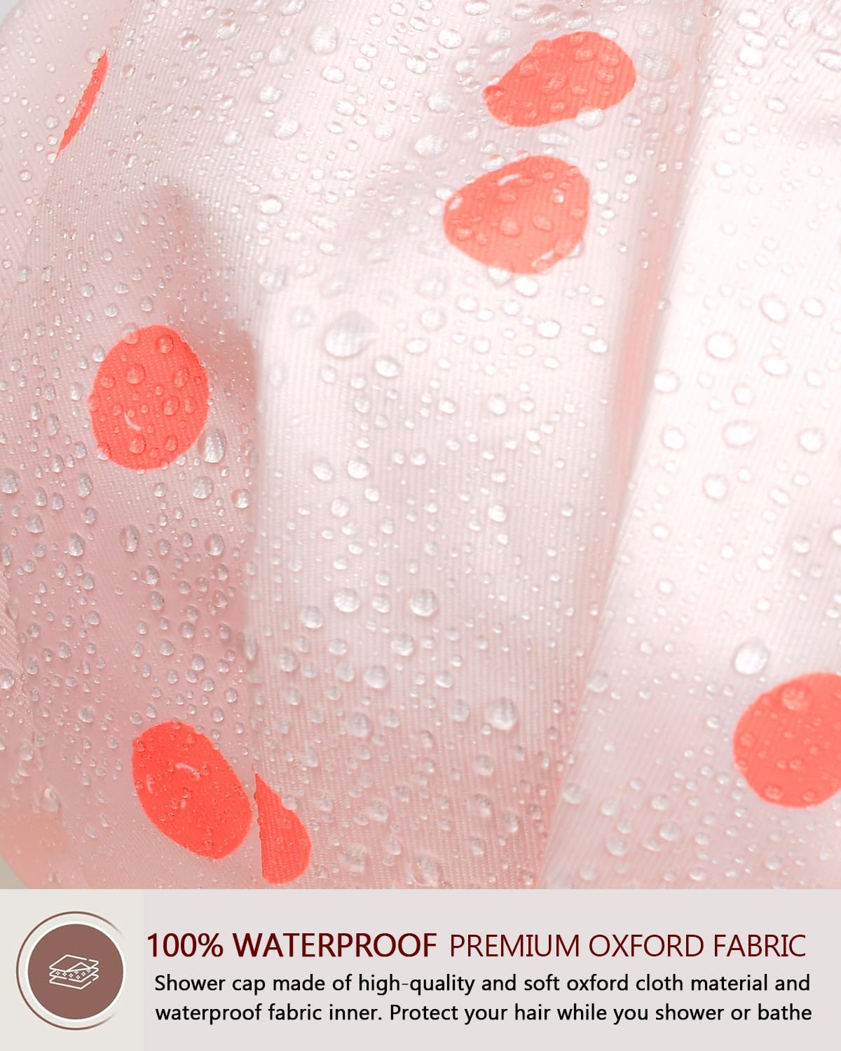 Luvruitaky Shower Cap Luxury Shower Caps for Women Reusable Waterproof Hair Cap for Shower with Adjustable Bowknot Hair Bath Cap (Pink) image number 5