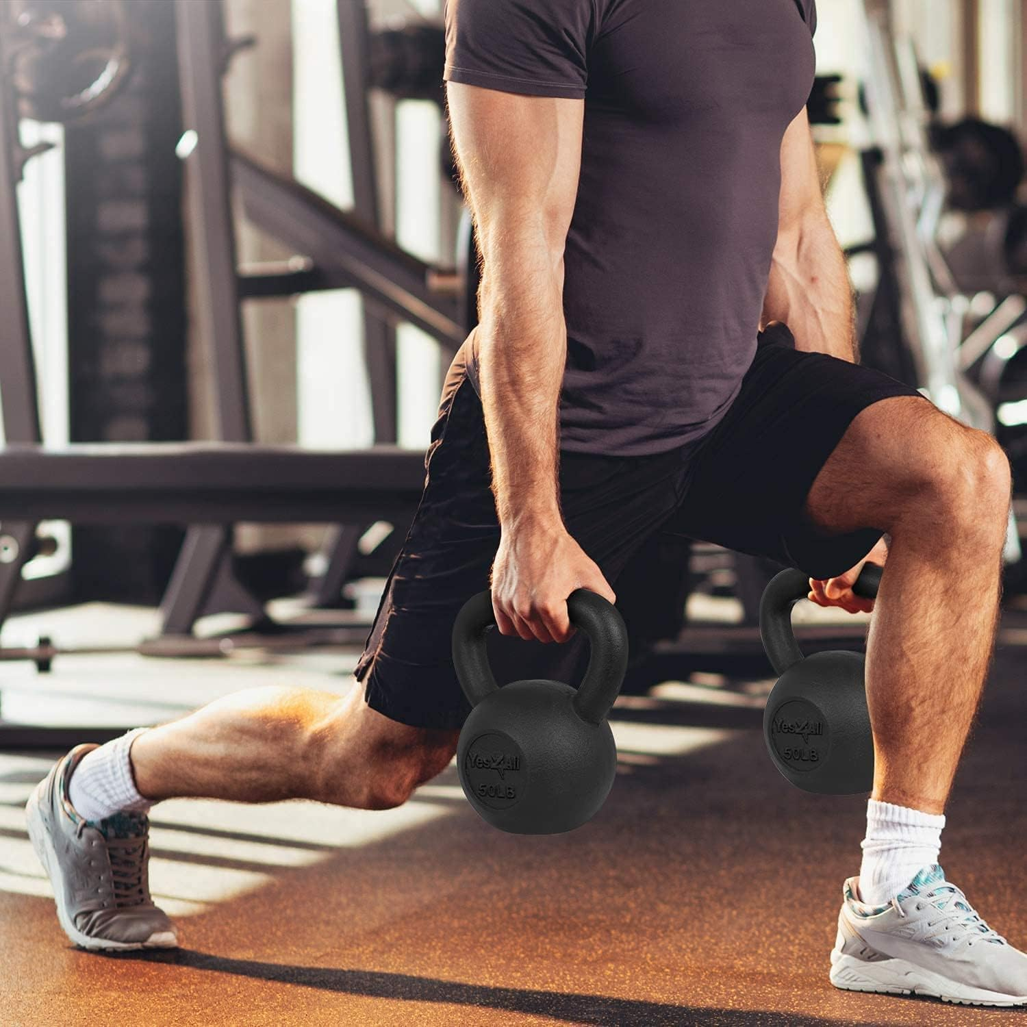 Yes4All Kettlebell Adjustable/Cast Iron/Protective Base Solid Smooth for Strength Training, Home Gym