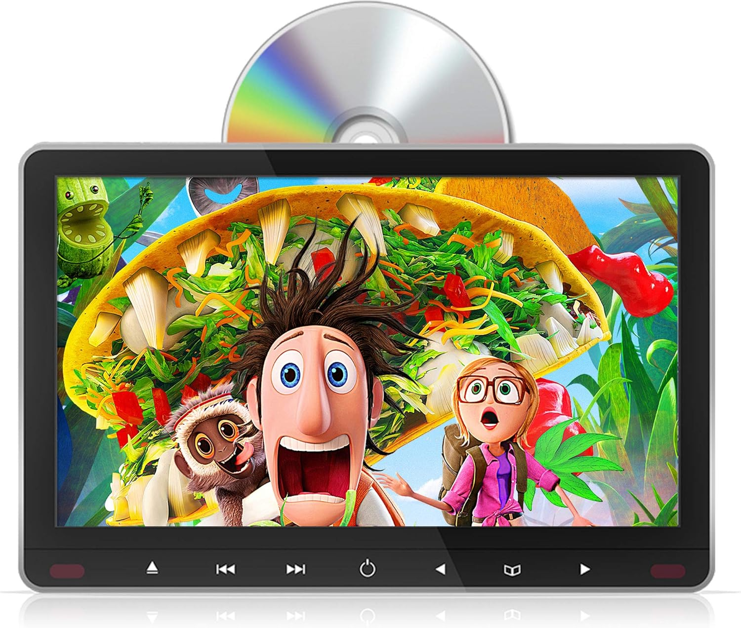 Elinz 11.6" Slim Active Car Headrest DVD Player 1080P HD Digital Monitor HDMI 9" 10", IR Headphone, Car Charger, DVD Sharing, Built-In Speakers image number 2