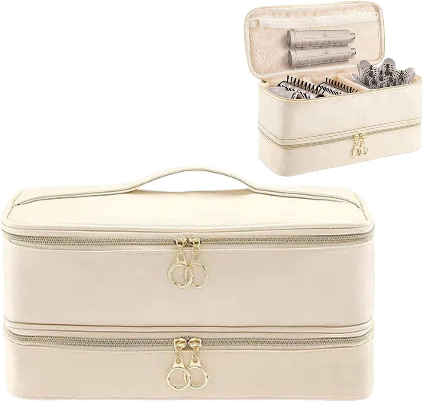 T-D1 Portable Double-Layer Travel Carrying Bag Compatible with Shark Flexstyle Hair Dryer Accessories Tools Storage Bag for Hair Tool Attachments Organizer (Type B/Black)