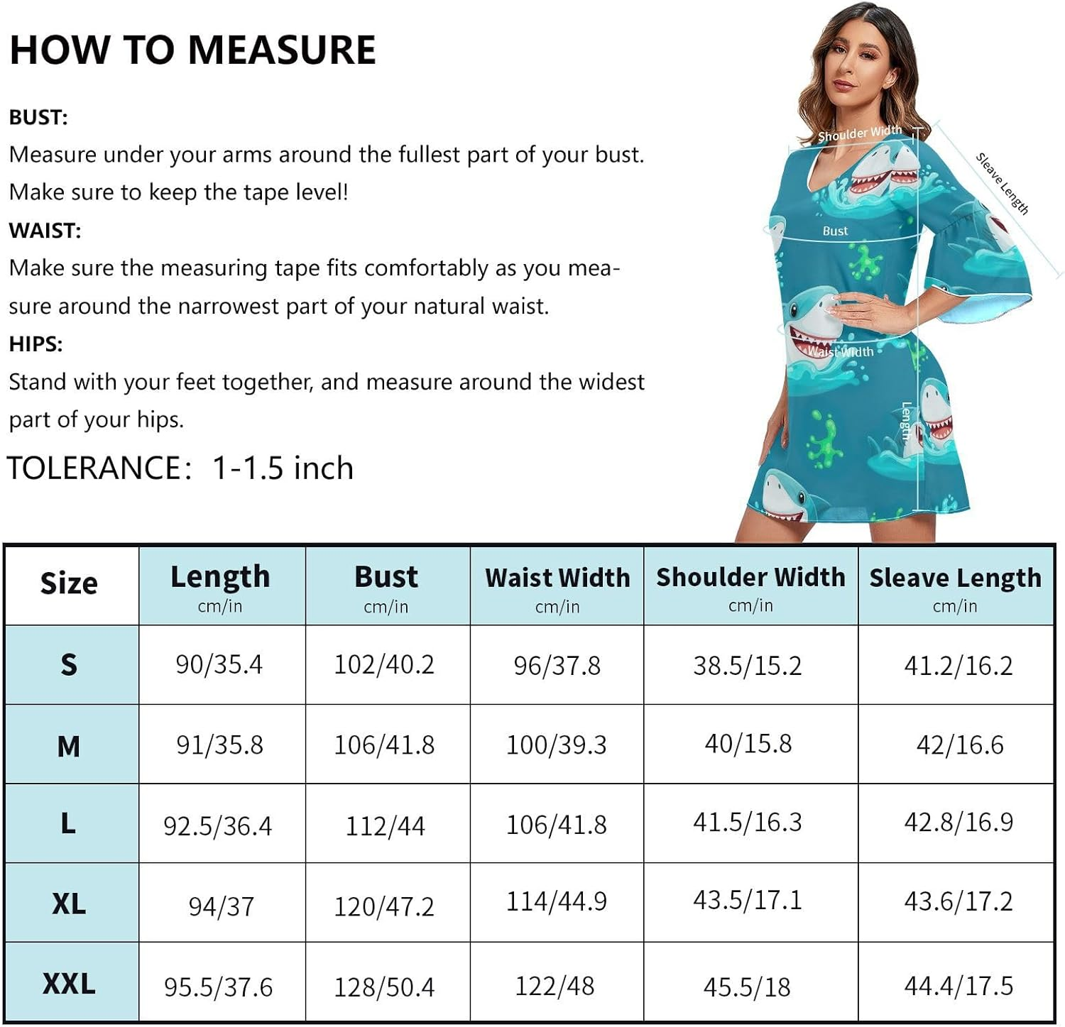 Cartoon Sharks Heads Western a Line Dress Printed Line Maternity Dress image number 3