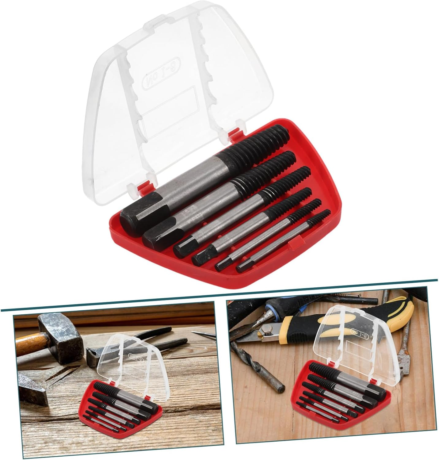 Jojofuny Damaged Screw Extractor Kit 6Pcs Extractor Tool Set Universal Bolt Extractor for Stripped Damaged Screws Bolts image number 3