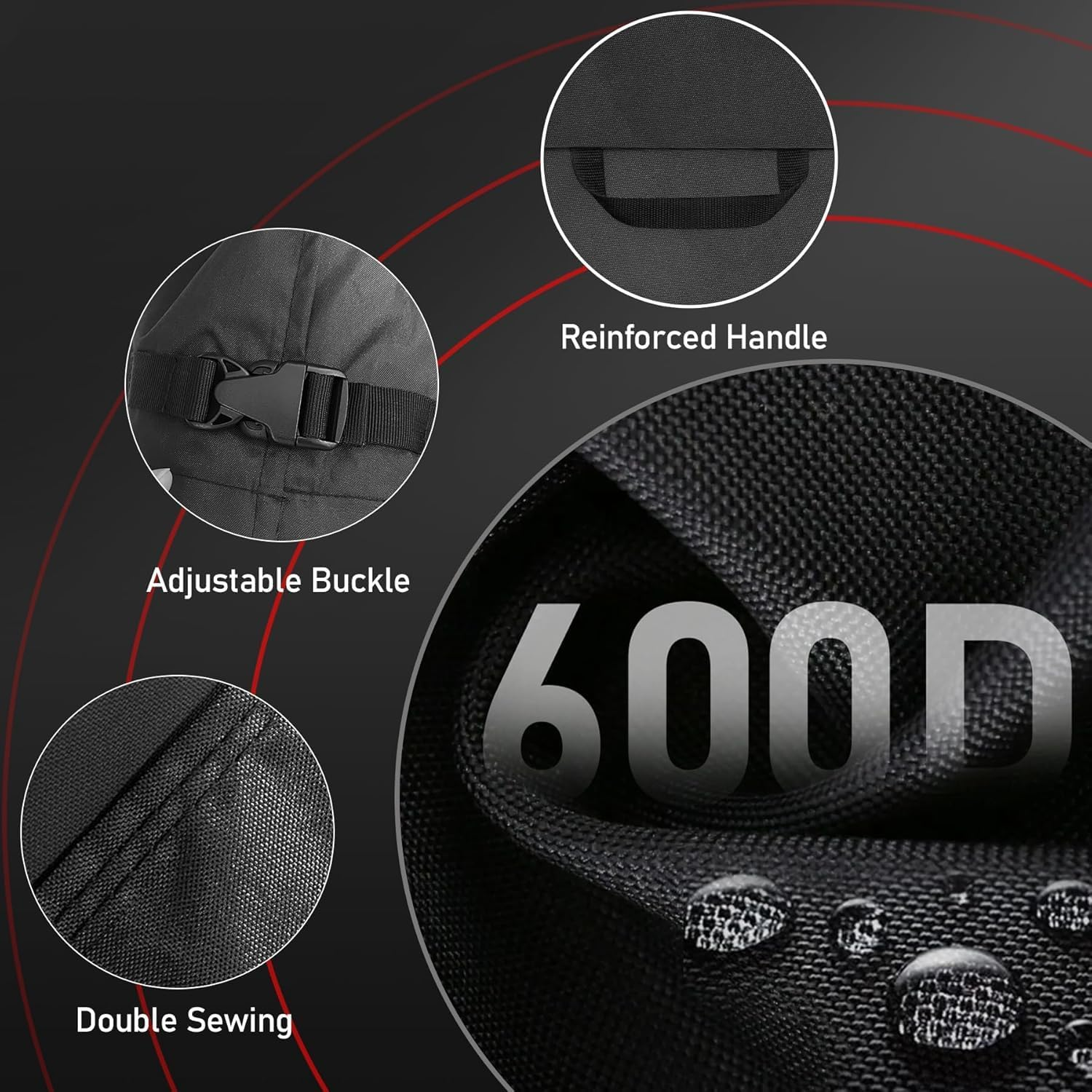 Zettum V-Shape Outdoor Furniture Covers Waterproof, 600D PU Heavy Duty Fabric Large Garden Sofa Covers with Waterproof Buckles for Rattan Furniture Covers V Shaped Sofa Cover (265X265X80Cm) image number 6