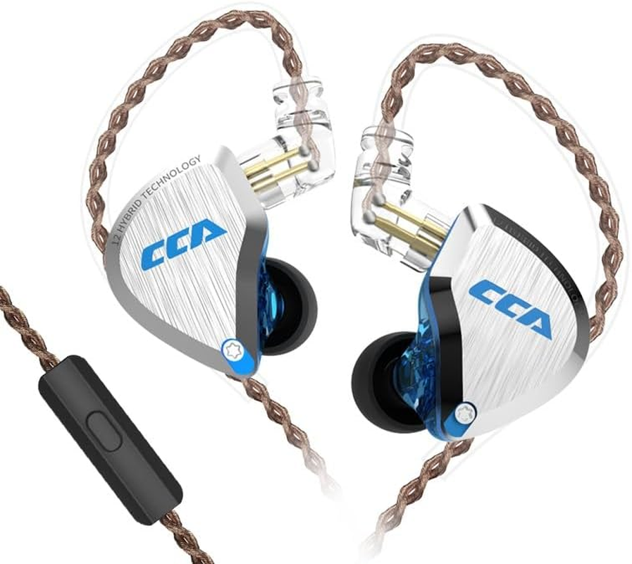Hifi Kingdom CCA C12 5BA+1DD Hybrid In-Ear Monitor IEM Earphone Musician Headset 0.75Mm 2Pin (Blue with Mic)