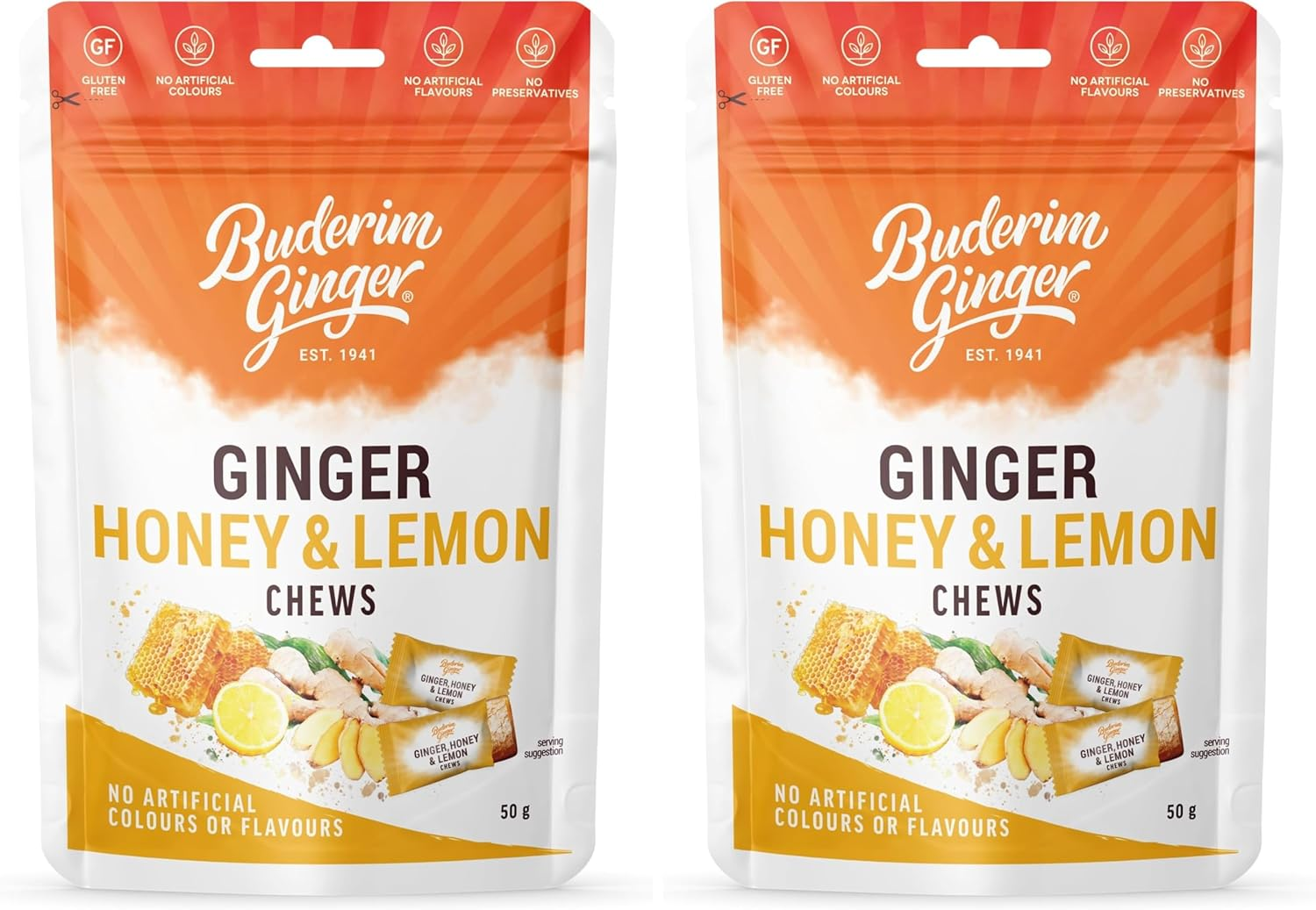 Buderim Ginger Honey Lemon Chews 50 G image number 1