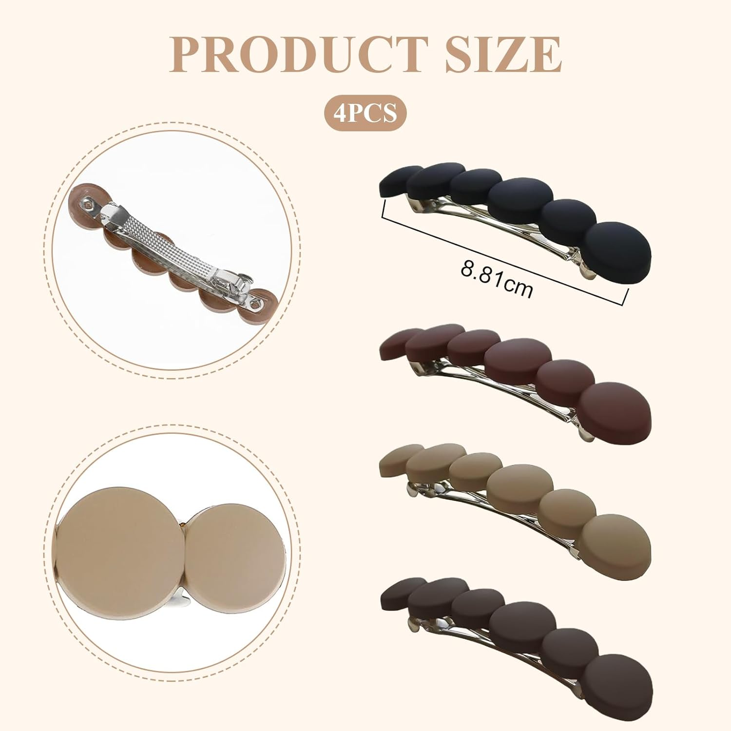 Evadollina Women'S Hair Clips, Pack of 4 French Hair Clips, Hair Clips for Thin or Short Hair, Non-Slip & Durable image number 5