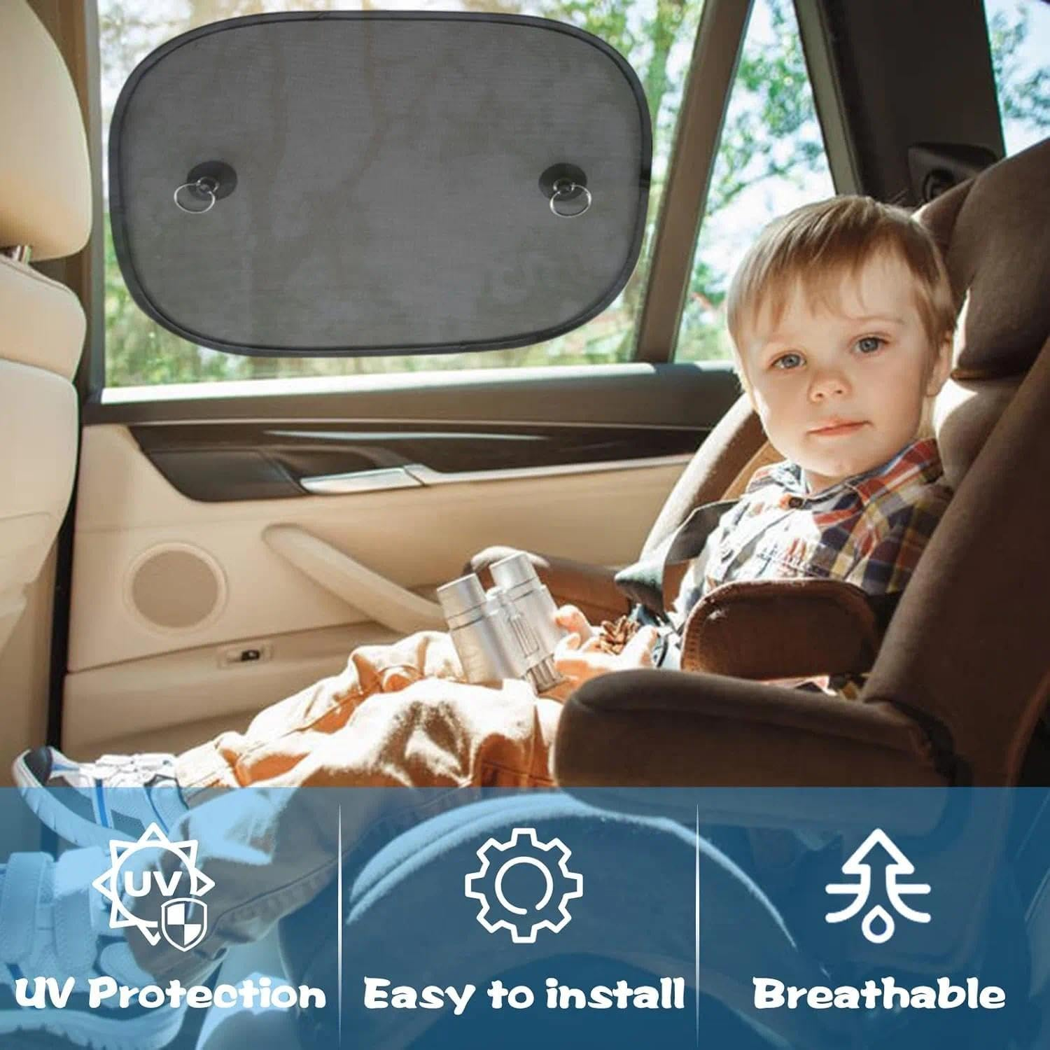 Car Window Shade for Baby, 2 Pack Universal Side Window Sun Shade with UV Protection, 30X50Cm Nylon for Most Vehicles by Unron image number 1