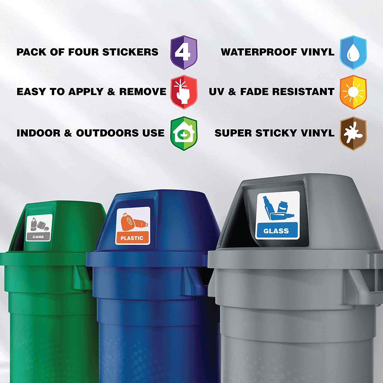 Recycling Paper Cans Plastic Glass Sticker Decal Bin Recycle Eco Friendly Trash image number 1