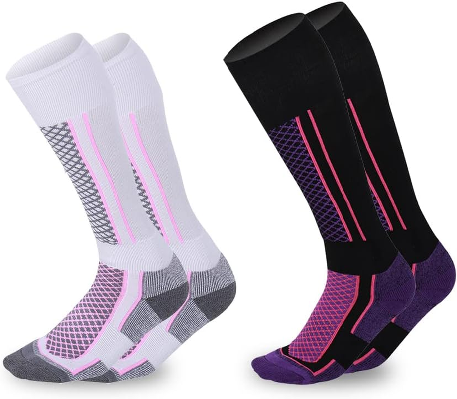 AUTOWT Ski Socks for Men & Women, Cold Weather Wool Socks for Snowboarding, Skating, Hiking, Sea Fishing and Other Outdoor Sports, Winter Thermal Knee-High Socks, Soft Cushion Winter Ski Socks