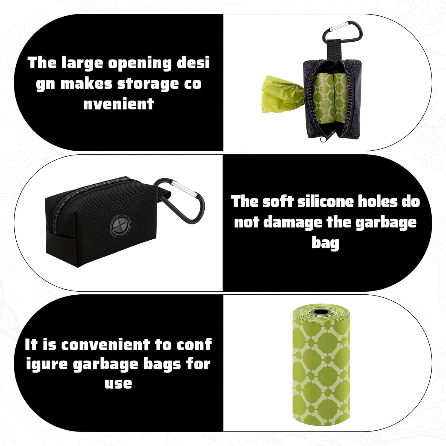 Dog Poop Bag Holder, Dog Bag Holder, Poo Bag Holder, Dispenser with 2 Rolls of Poo Bags, Zipper Poop Bag, Pet Waste Bag Dispenser Zippered Pouch, Portable Dog Poop Pouch for Dogs for Traveling image number 3