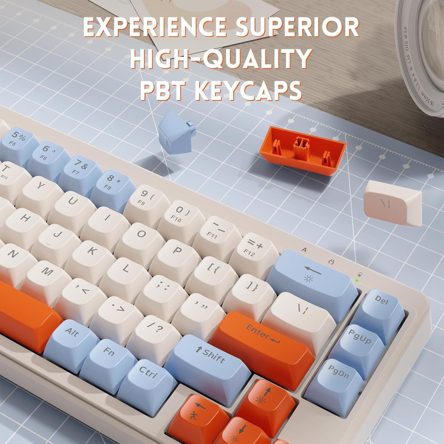 ZIYOU LANG &times;FREEWOLF M68 TKL Wireless Gaming Keyboard, 3-Mode Compact Membrane Keyboard 2.4Ghz/Bt5.1/Usb-C, 19 Keys Anti-Ghosting, 2000Mah Rechargeable - Cranberry image number 2