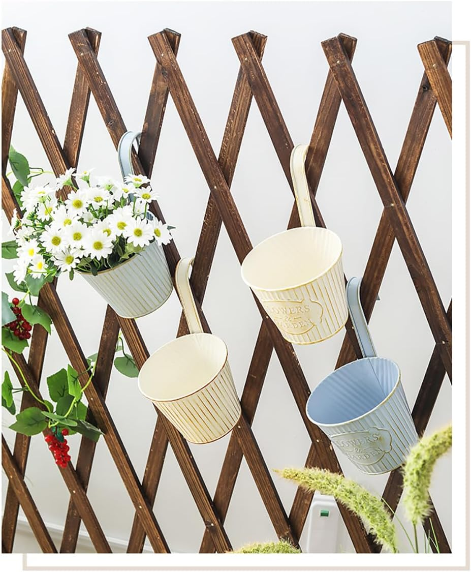 5 Pack Hanging Planters with Hooks, 9Cm Metal Bucket Hanging Flower Pots for Balcony Railing Fence Deck Rail Porch Window Box, Outdoor Garden Planters Basket(Blue)