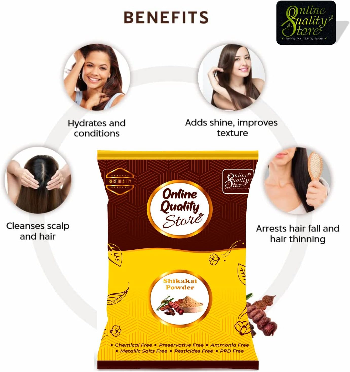 Online Quality Store Shikakai Powder for Hair (300 Grams) image number 4