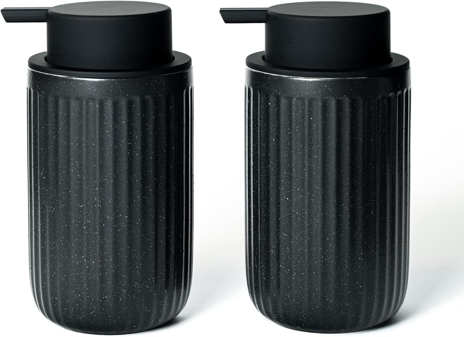 Ceramic Hand Soap Pump Foam Dispenser Black, Speckled Rippled Bubble up Foam Dispenser Bottle, 12 Oz Soap Foam Dispenser with Silicone Pump, Bathroom Refillable Soap Dispenser