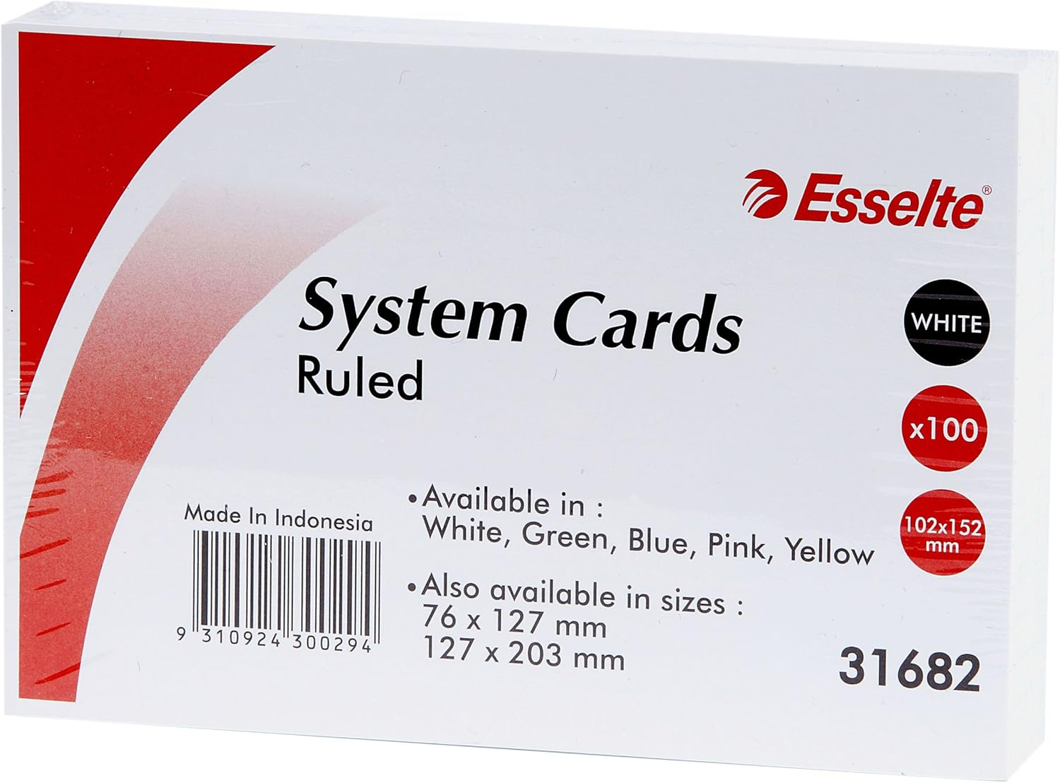 ESSELTE 31682 System Cards System Cards 152X102Mm (6X4) White Pack 100