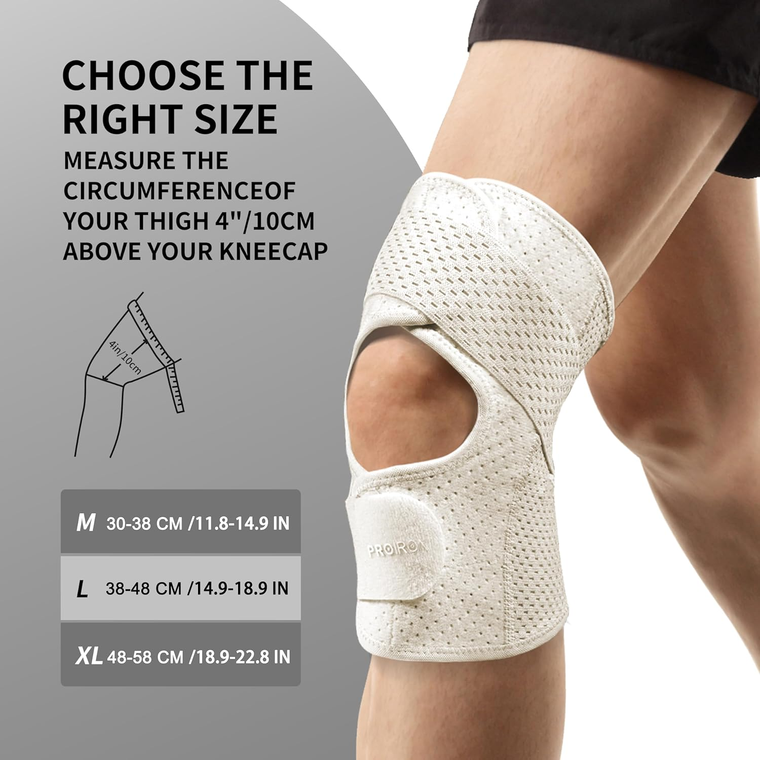 PROIRON Breathable Knee Support Brace Lightweight, Patella Tendon Knee Strap Adjustable for Men Women, Sports, Running, Walking, Basketball, Joint Pain Relief - M - L-Pack Of 1 image number 1