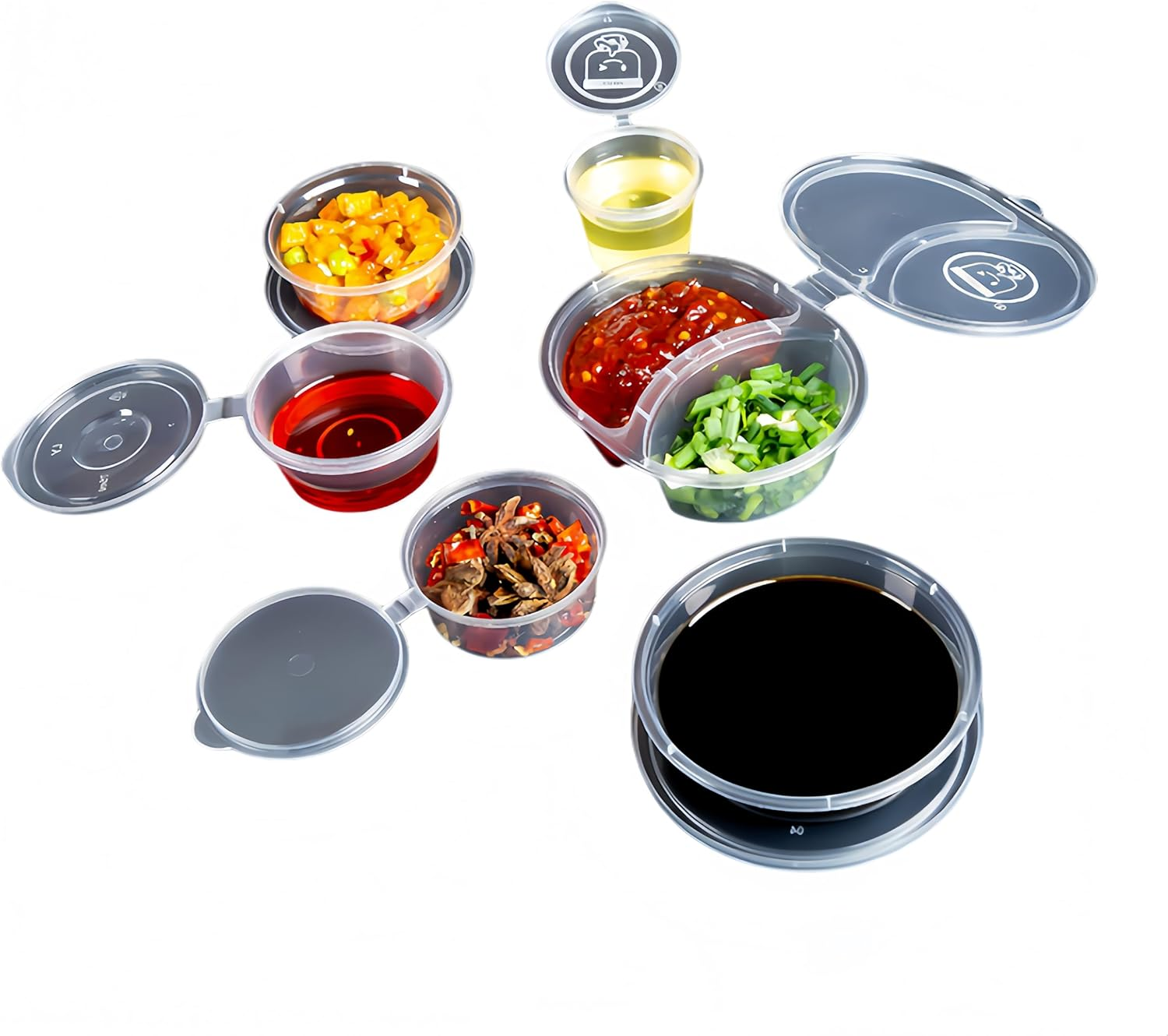 60Ml / 80Ml / 100Ml Leakproof Mini Food Containers, 50-Pack (Choose Size) Reusable Bpa-Free Sauce Cups with Lids, Stackable Snack Containers for Restaurants, Meal Prep, Dips, Takeout (100Ml) image number 1