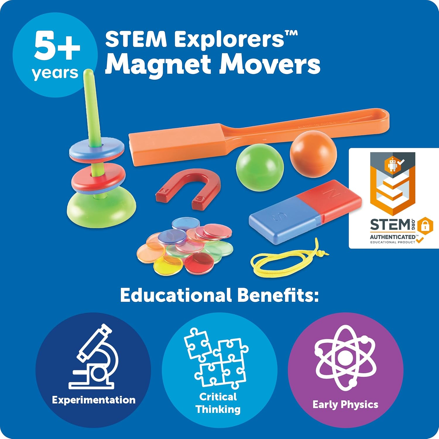 Learning Resources STEM Explorers, Homeschool, Magnet Movers, 39 Pieces, STEM Certified, Ages 5+