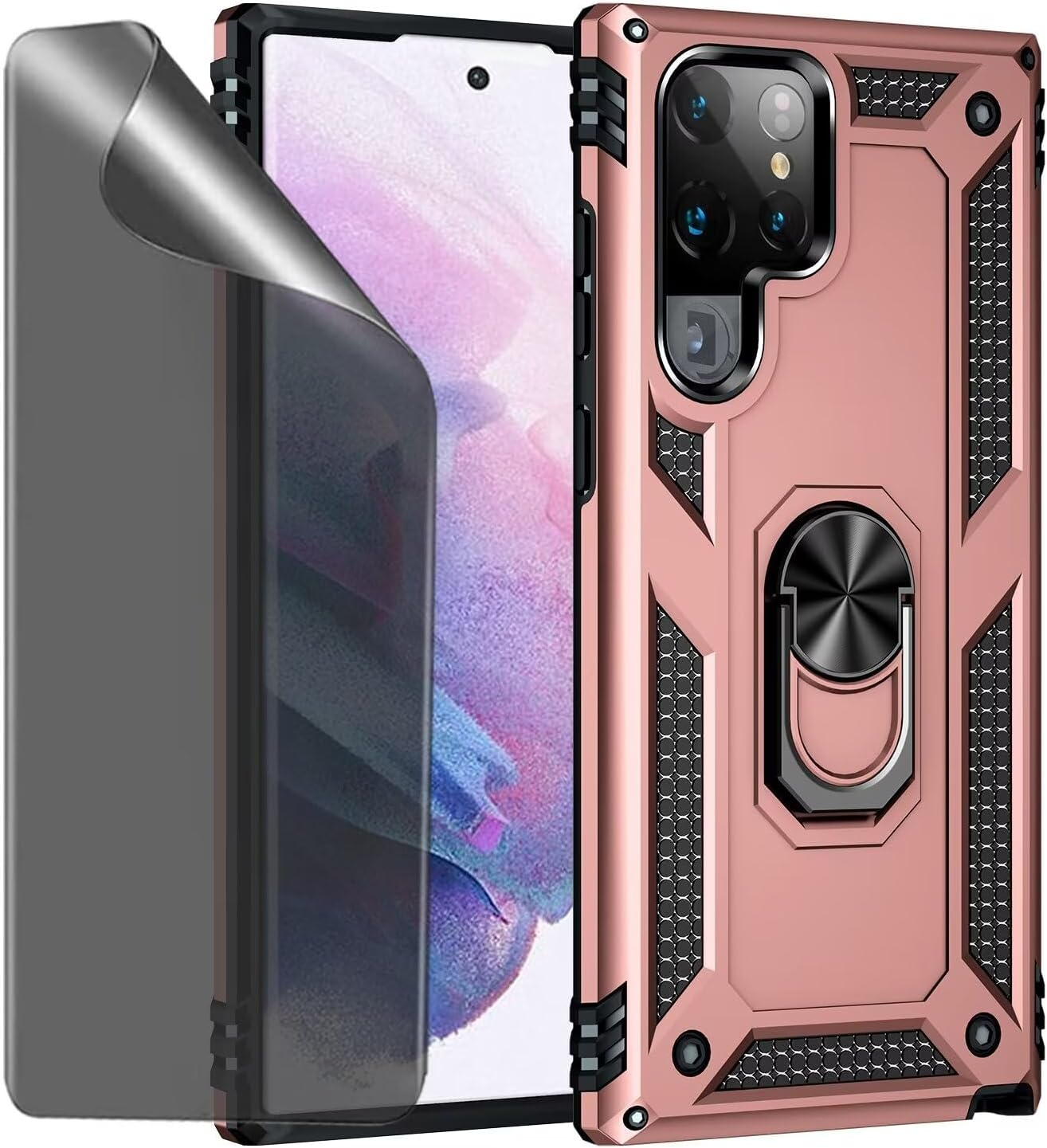 CLYDITE Case for Samsung Galaxy S22 Ultra Case Rose Gold Mobile Phone Case with Anti-Spy Privacy Protection Film Privacy Screen Protector image number 4