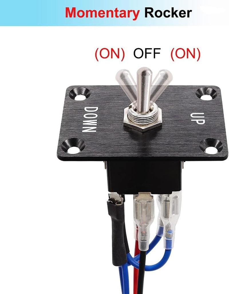 Momentary 6 Pin 3 Position (On)-Off-(On) Up/Down Polarity Reverse Switch with Panel,Wires and Cap Plastic,Metal image number 5