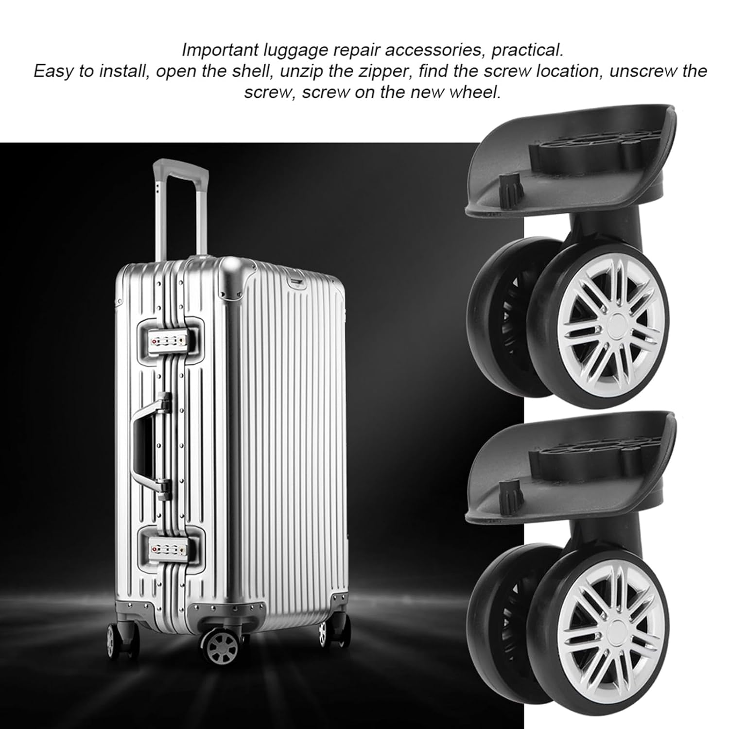 QANYEGN 1Pair Double Row Large Wheel, Outdoor Case Suitcase Accessory, PP Luggage Wheel Replacement for Travel, Outdoor image number 5
