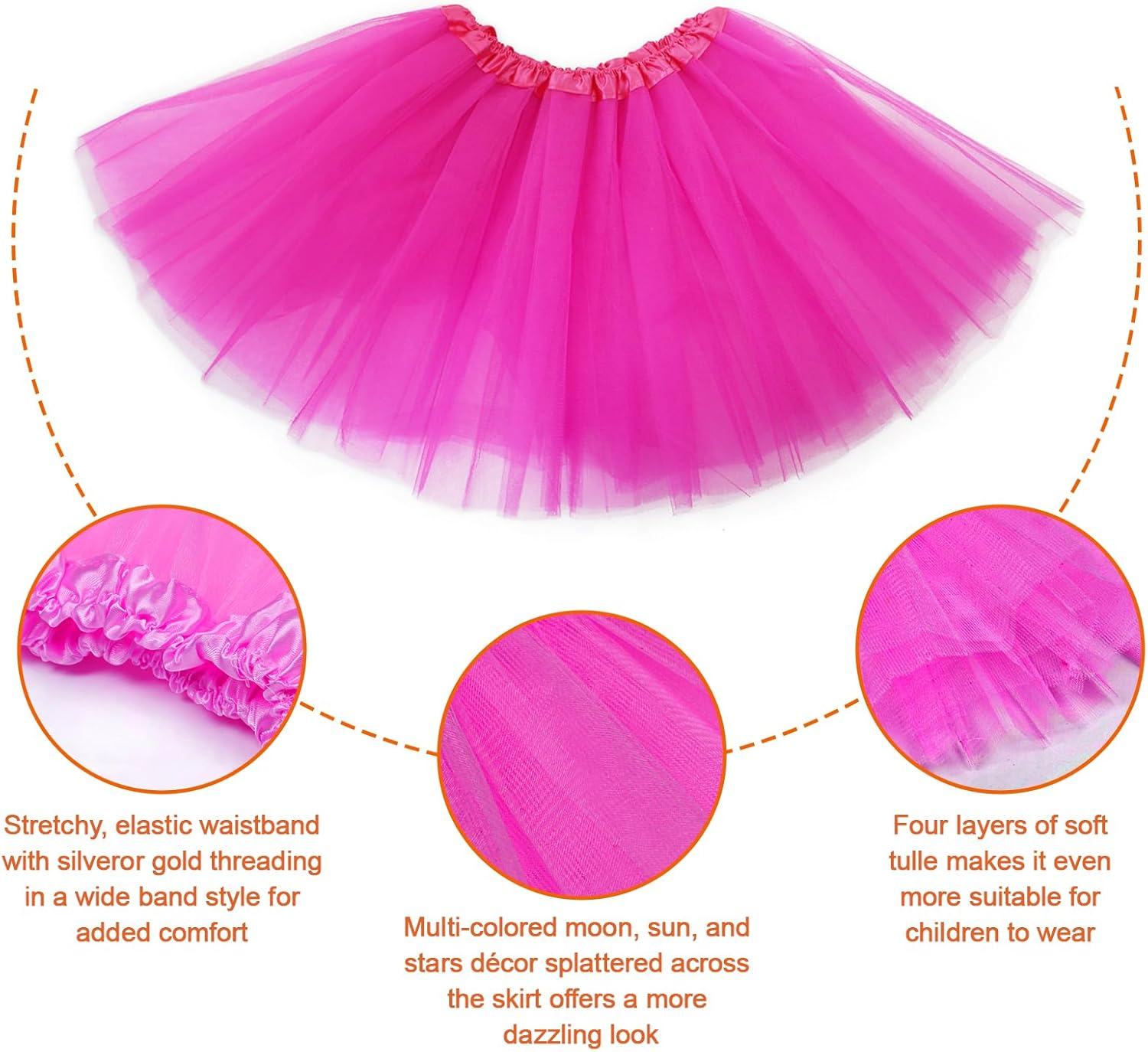 COZY CORE Girls Tutu Skirt 3 Layered Dance Dress Tutu Skirts for 2-8 Years Kids,Ruffle Tiered Ballet Clubwear for Performances,Parties,Playtime - Hot Pink image number 6