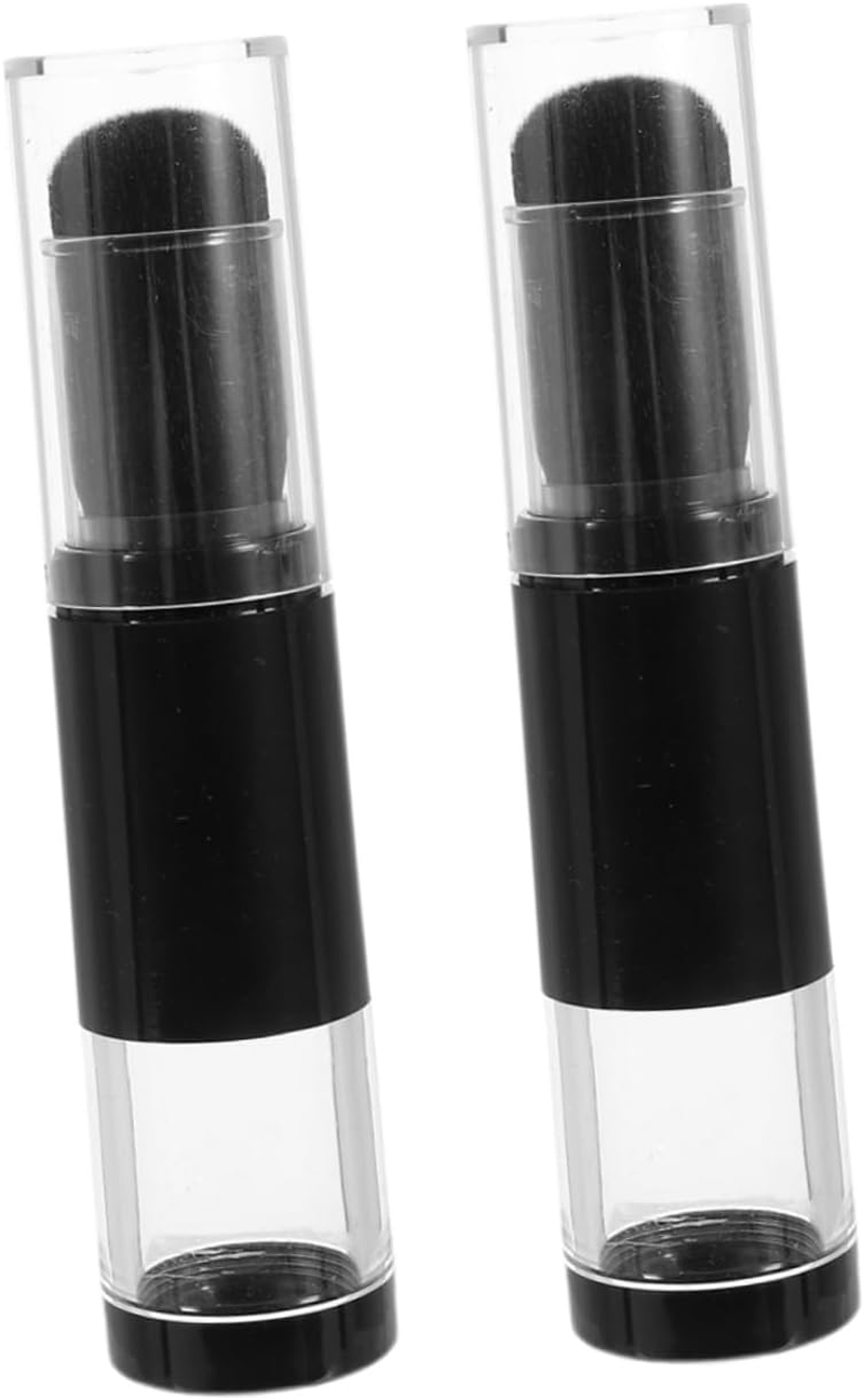 Gatuida 2Pcs Refillable Makeup Brushes Powder Foundation Cosmetic Applicator Brushes Black Fiber Hair Portable Travel image number 2