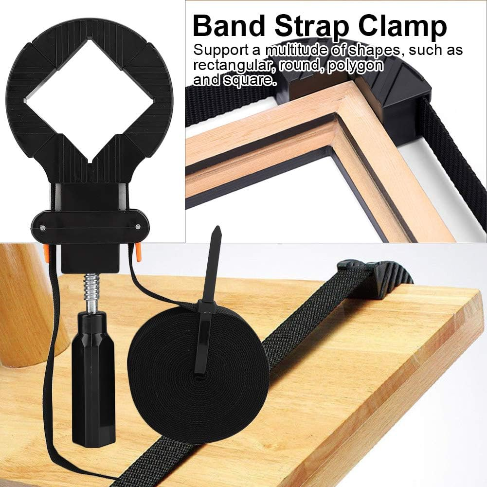 Fdit 6M Adjustable round Metal Corner Clamp Strap, 4 Jaws Frame Clamp Quick Release, Black image number 2