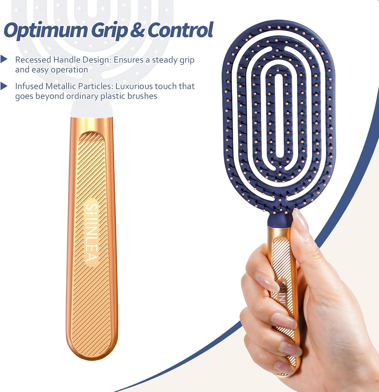 SHINLEA Spiral Hair Brush, Quick Drying Hair Brush without Pulling with Ventilation Opening for Wet and Dry Hair, Massage Hair Brush with Flexible, Soft Bristles for Women, Men, Children image number 4