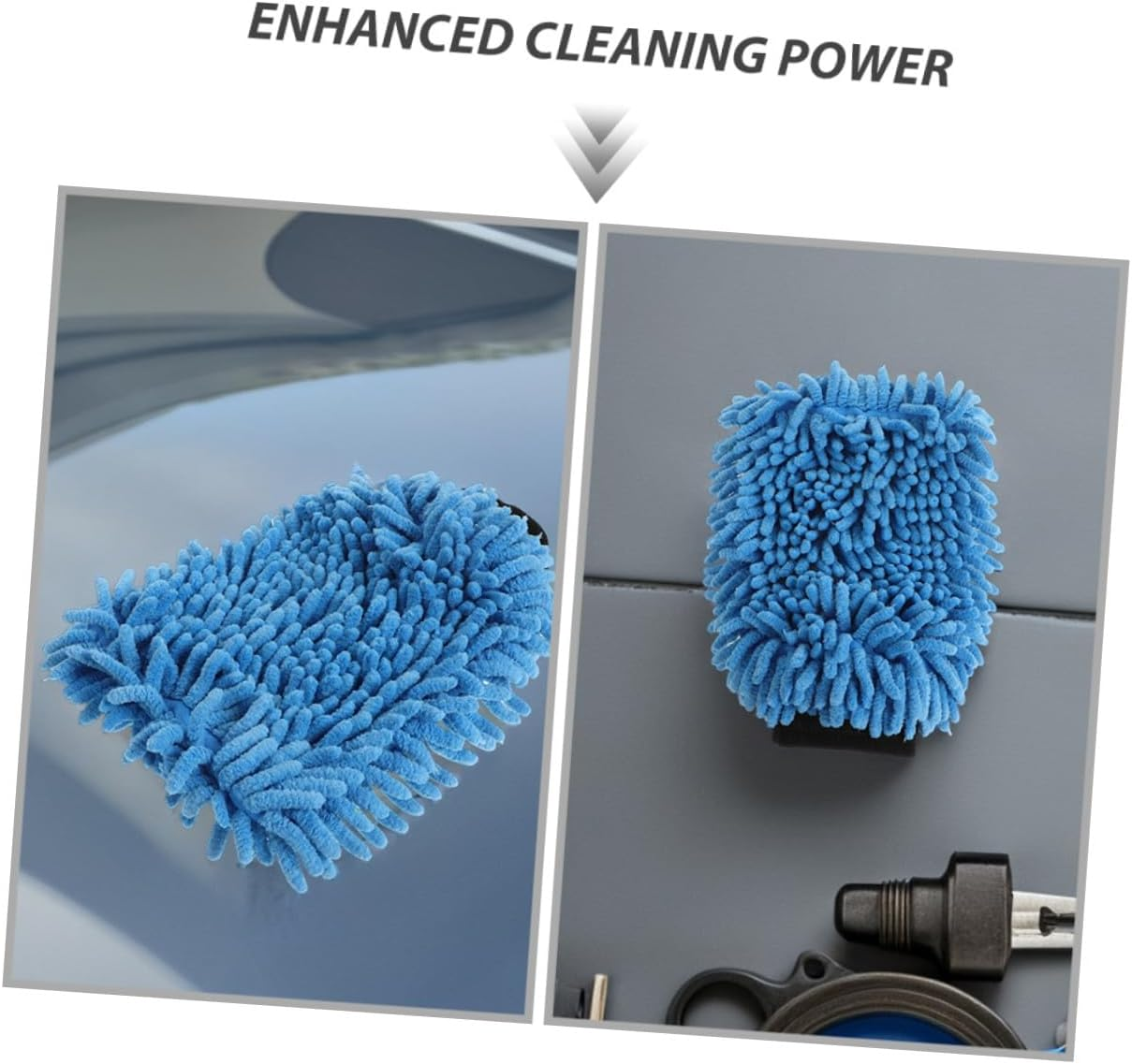 4Pcs Chenille Microfiber Car Wash Gloves Single-Sided Wash Mitts for Automotive and Boat Detailing, Absorbent Plush Cleaning Mitts for Vehicle Exterior Care Random Color