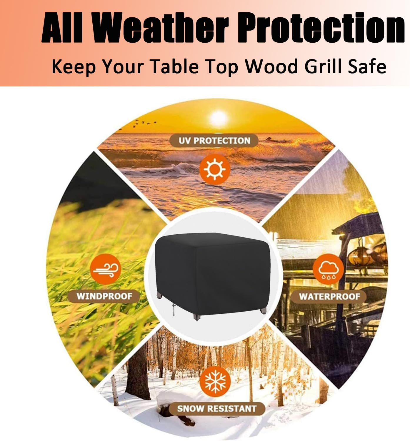 Tabletop Grill Cover for Pit Boss 10697, Waterproof Wood Pellet Smoker Cover for Pitboss 10697 Table Top Wood Grill, Outdoor Grill Accessories for Pit Boss Portable 150 Pellet Grill 24 Inch image number 5