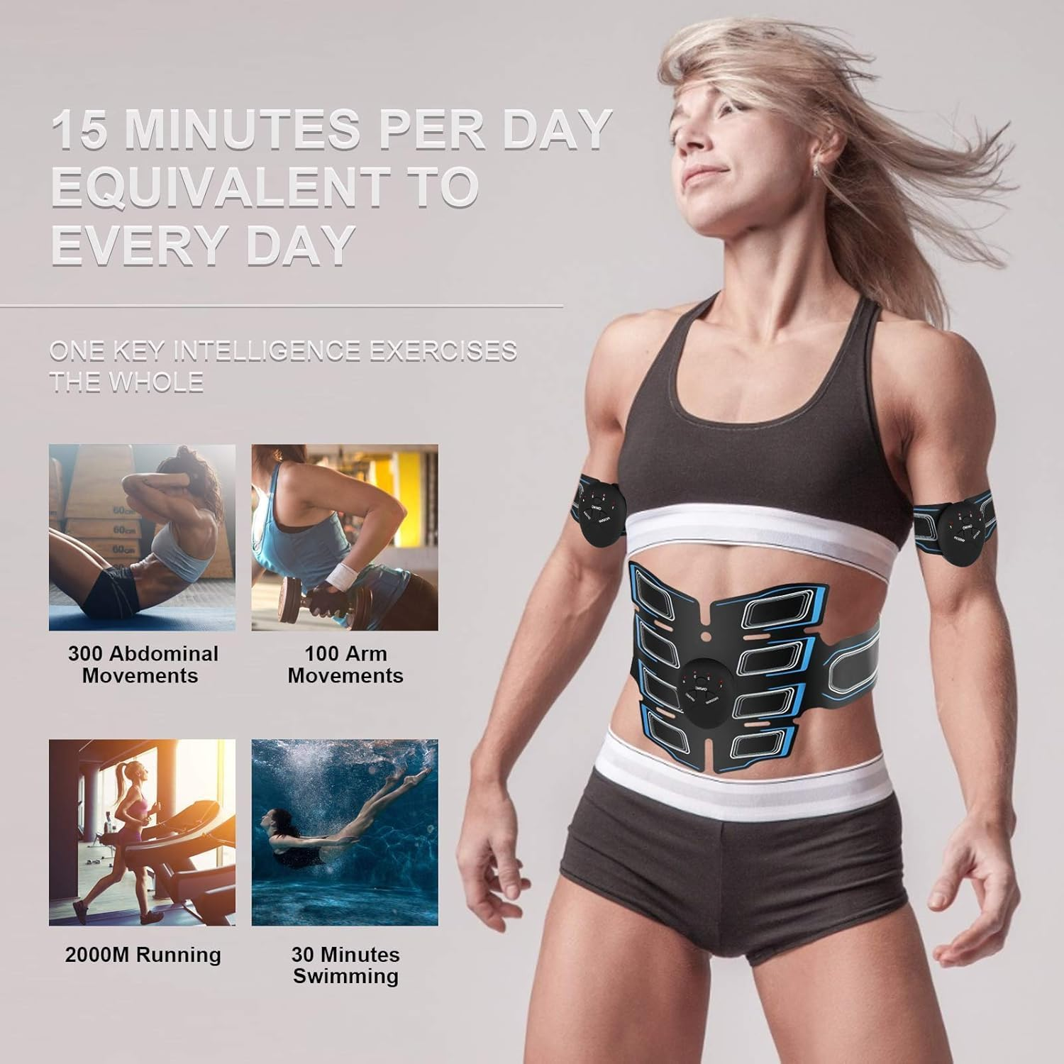 ABS Stimulator, Ab Machine, EMS Muscle Stimulator Abdominal Toning Belt Workout, Portable Ab Stimulator Home Office Fitness Equipment for Abdomen, Ab Sport Exercise Belt for Men and Women