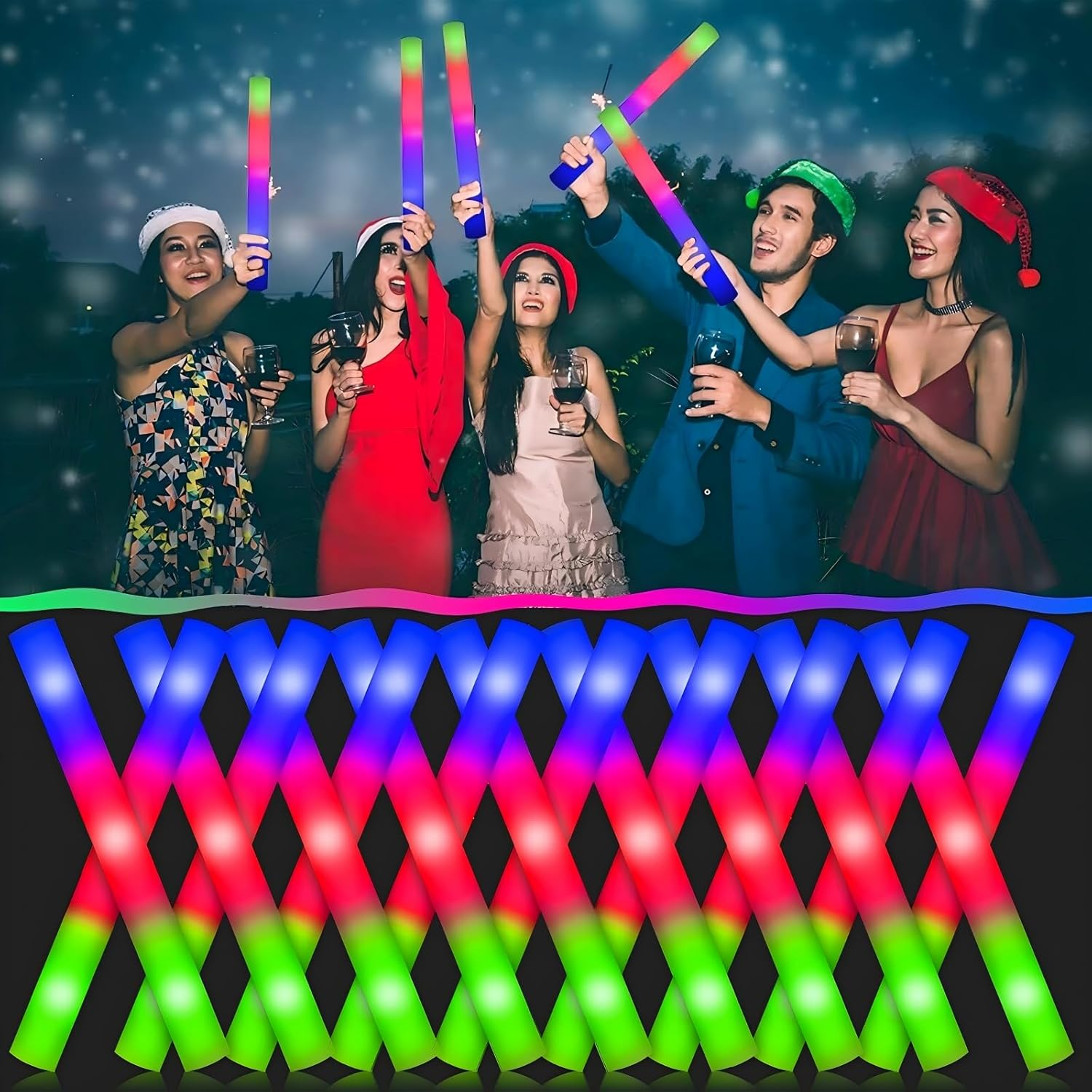 Foam Glow Sticks, 30 Pcs Bulk Giant 48CM LED Foam Stick, Glow in the Dark K Party Supplies with 3 Modes Colorful Flashing, Neon Party Favors for Birthday, Wedding, Carnival, Concerts, New Year, Guests image number 4