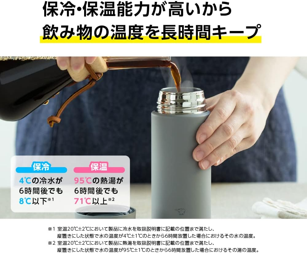 Zojirushi SM-ZB48-CM Water Bottle, Screw, Stainless Steel Mug, Seamless, Direct Drinking, 16.2 Fl Oz (480 Ml), Sand Beige image number 4