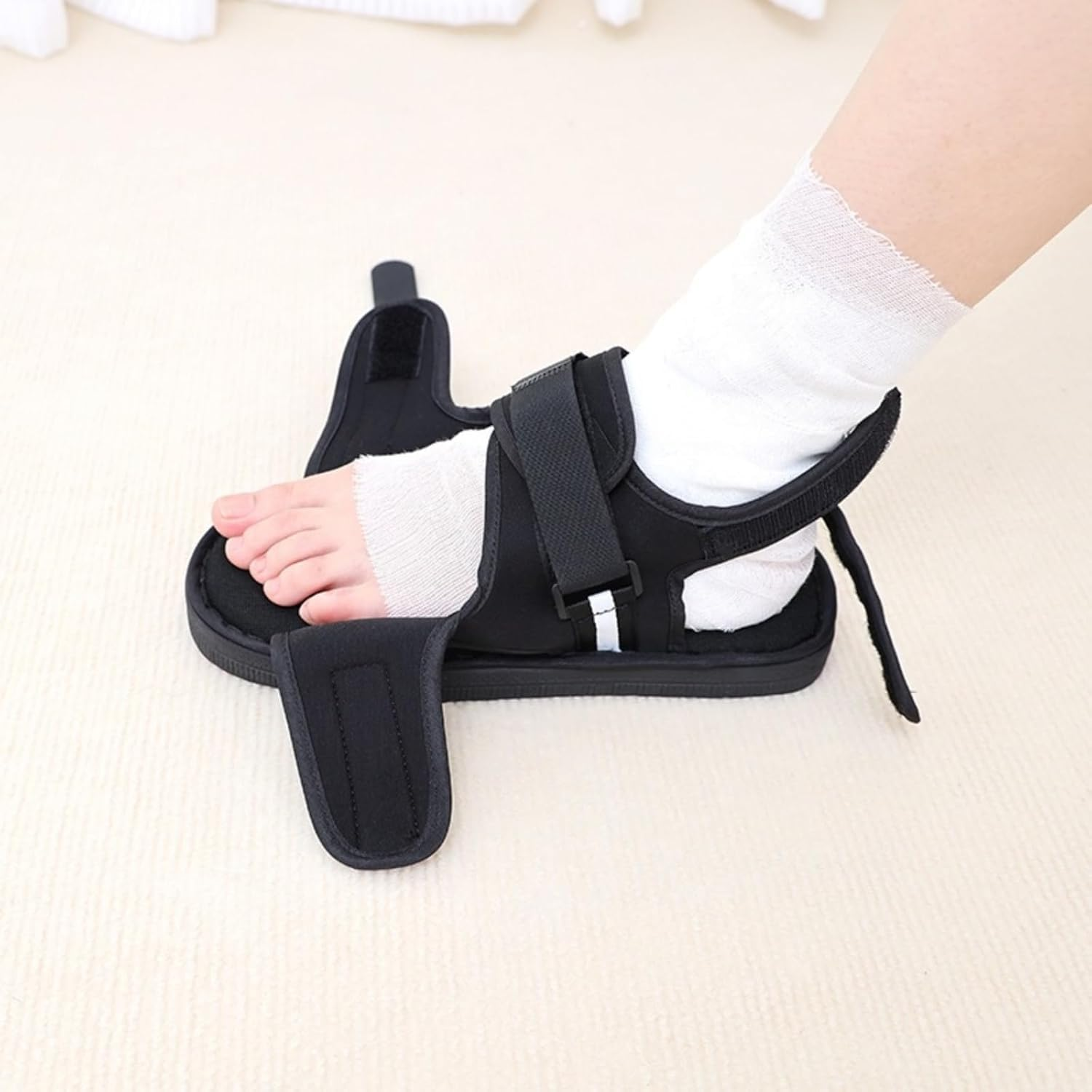 GREUS Post Op Shoe with Waterproof Leg Cast Cover, Adjustable Walking Boot Recovery Plaster Cover Medical for Foot Injuries Sprained Ankle Broken Toe Surgery Kids Women Men Black X-Large image number 1