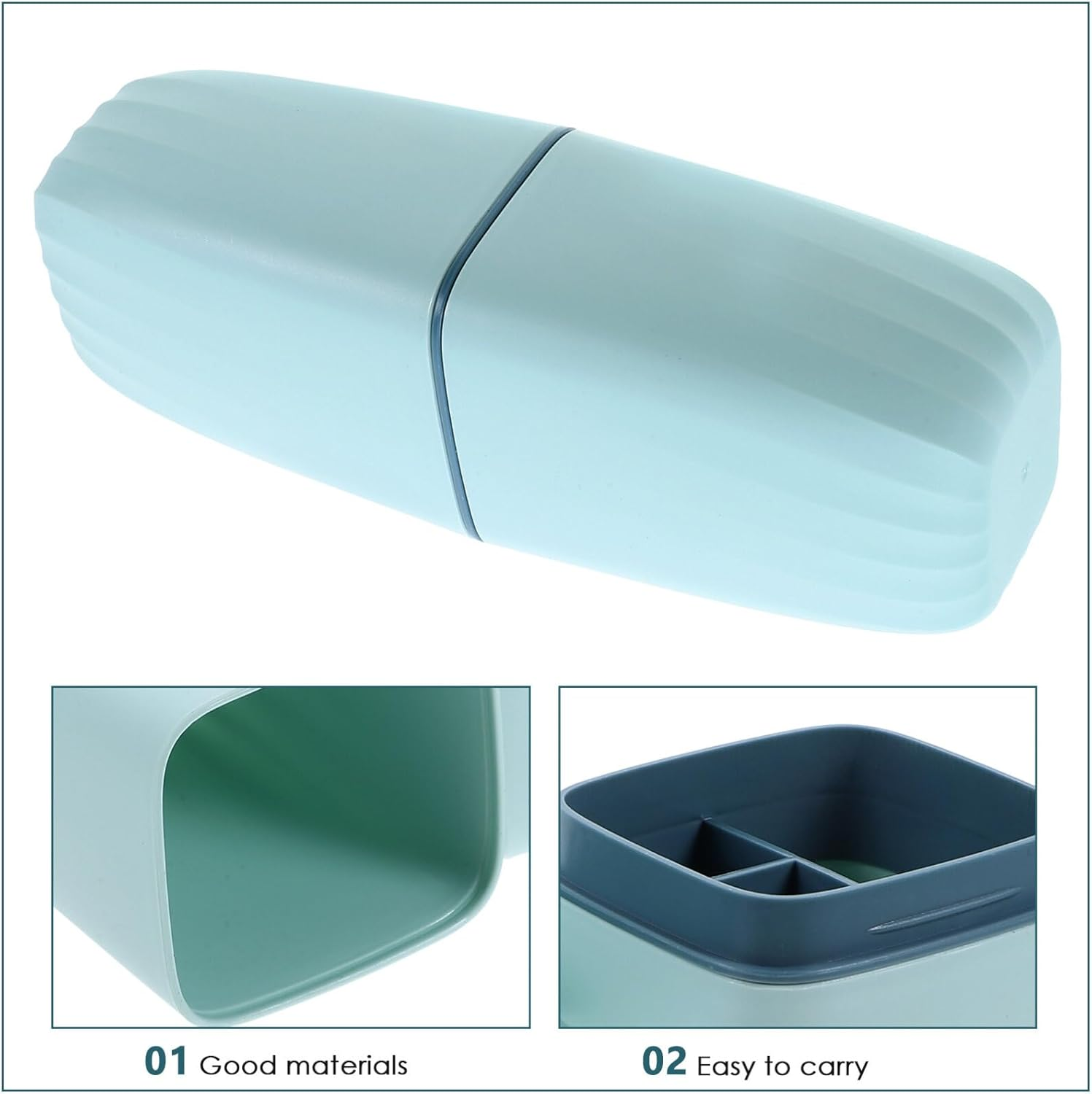 Portable Toothbrush Holder Case with Cover, Toothpaste Storage Cup for Travel, Business Trip, Bathroom - Turquoise