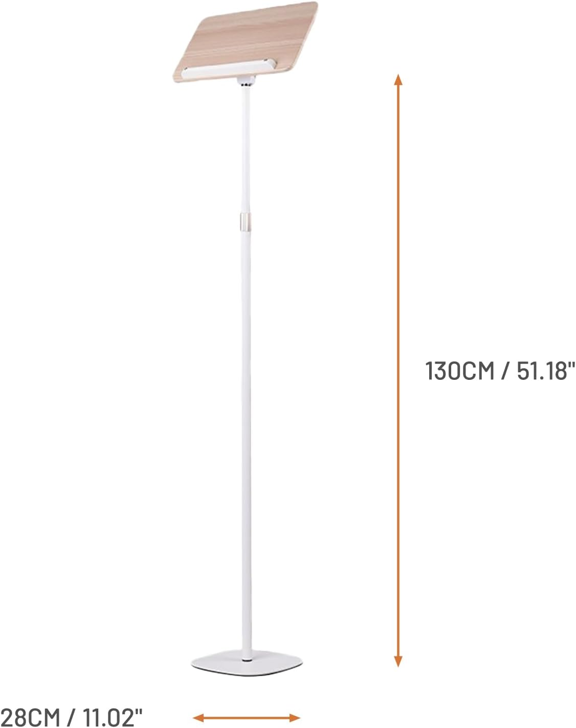 Uandhome Adjustable Book Stand for Reading (50-170CM),180&deg; Rotating Hands,Free Folding Flexible Book Holder with Page Clip for Quran,Cookbooks,Magazines,Textbook,Laptop(Walnut&Black) (Wood&White) - Woodwhite image number 2