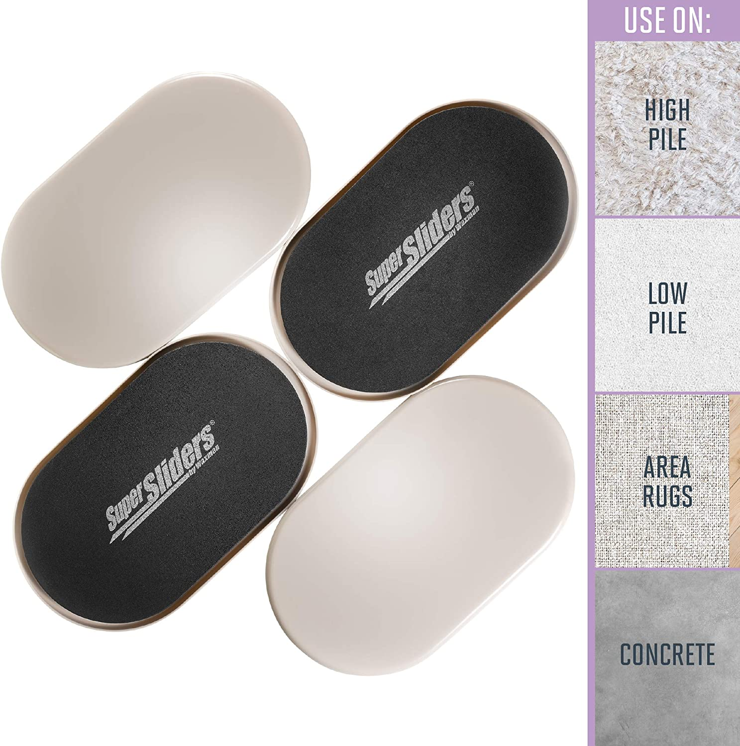 Super Sliders 3 1/2" X 6" Oval Reusable Furniture Sliders for Carpet - Effortless Moving and Surface Protection, Beige (8 Pack) image number 5