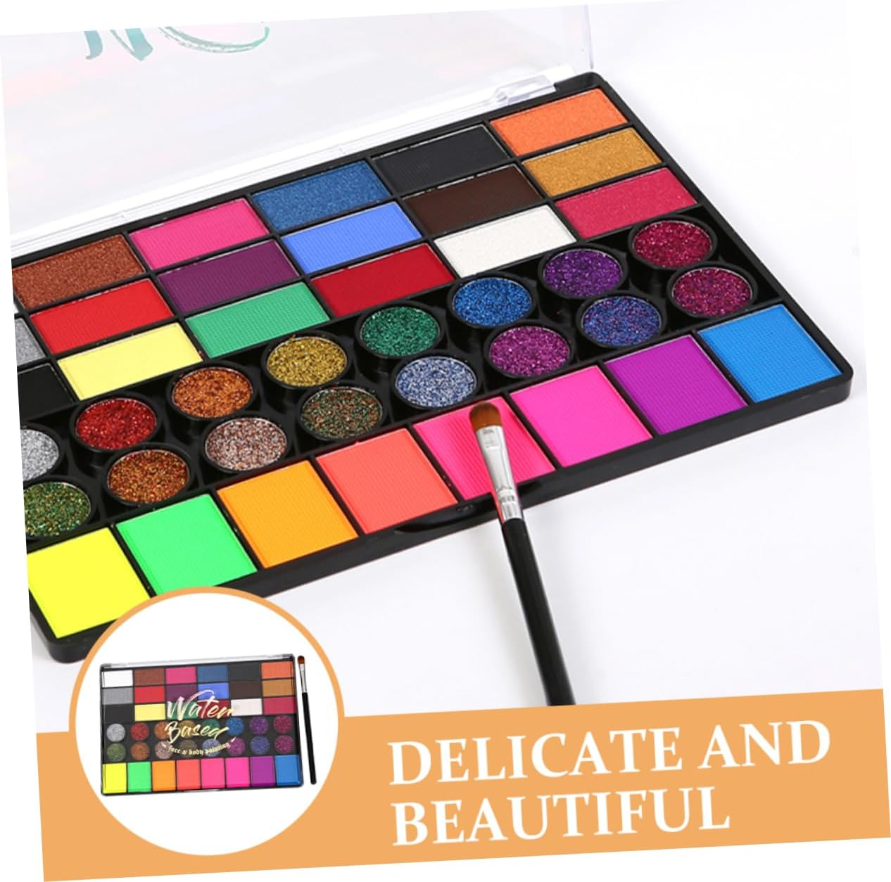 Beavorty 42 Colors Water Soluble Face Painting Kit Brush, Children'S Party Face Makeup Paint Set, Festival Body Paint Pigments for Soccer Fans and Cosplay image number 4