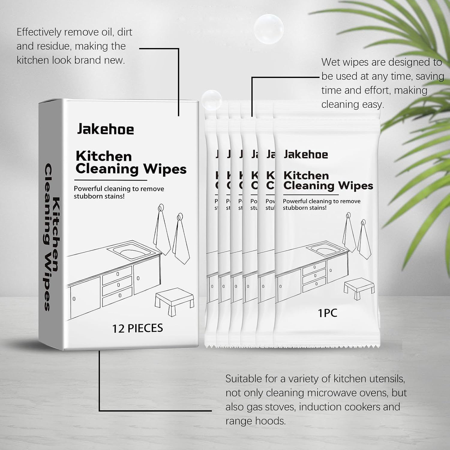 Kitchen Cleaning Wipes, 12-Pack,Convenient to Use and Improvecleaning Efficiency,Mild Ingredients, Focusing Onfamily Health, Powerful Stain Removal image number 3