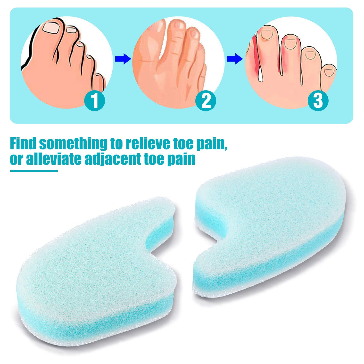 16 Pieces Foam Toe Spacers 3 Layer Toe Separators Toe Stretcher Divider for Align Toes Relief Friction Hammer Toes Overlapping Toes and Prevent Corns image number 1