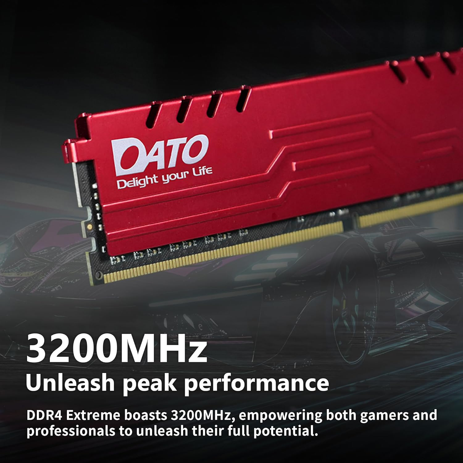 DATO DDR4 RAM 32GB Kit 16Gbx2 3200Mhz CL16 with Heatsink PC4-25600 1.35V 288-Pin Non-Ecc UDIMM, Desktop Computer Memory Module for Gaming - Extreme Black image number 3