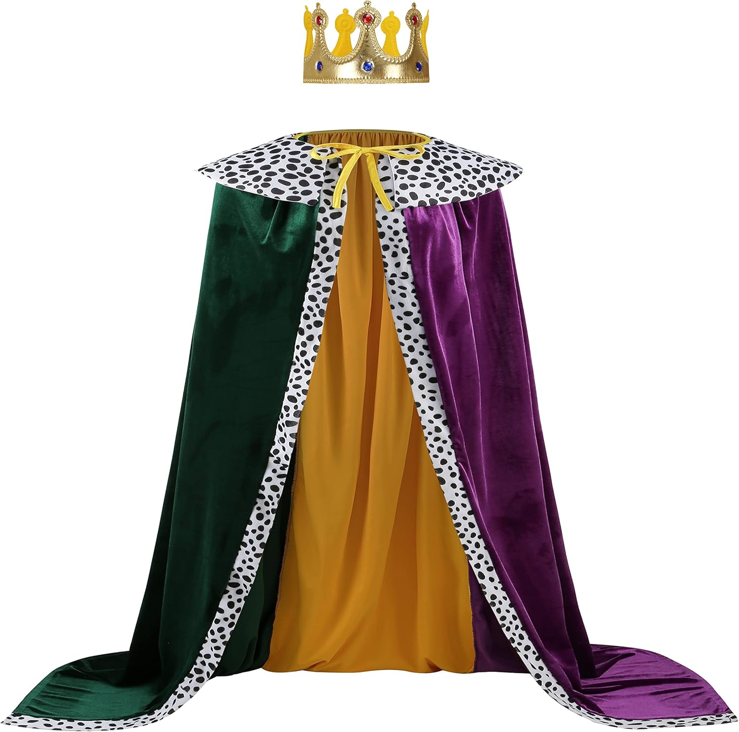 King Costume Cape for Kids Deluxe Adult Hooded Cloak, Full Length Halloween Velvet Cape image number 1