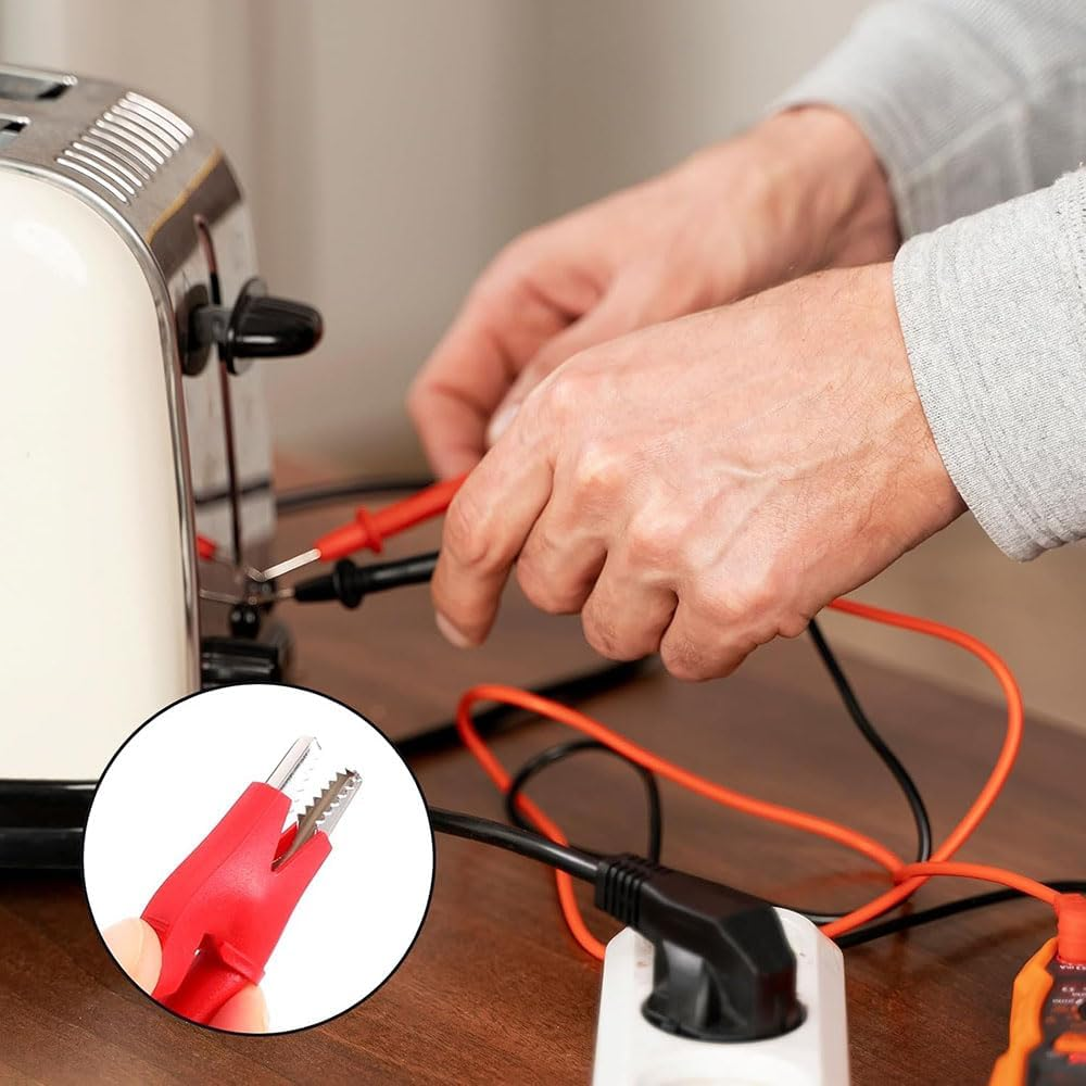 Leanockesa 10Pcs Insulated Alligator Clips with 4Mm Banana Jack, 30A Copper Test Clamps for Electrical Testing, Labs Full Insulated Crocodile Clips Wire Connectors