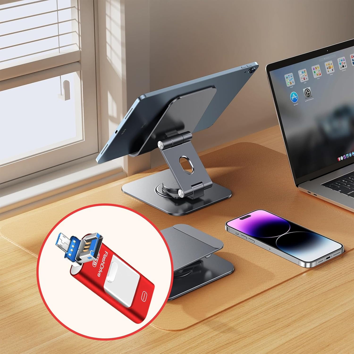 2TB Memory Phone Photo Stick,4-In-1 512G USB Flash Drives,Phone Flash Drive,Phone Flash Drive for Ios/Android/Pc/Ipad/More Devices(Red) image number 3