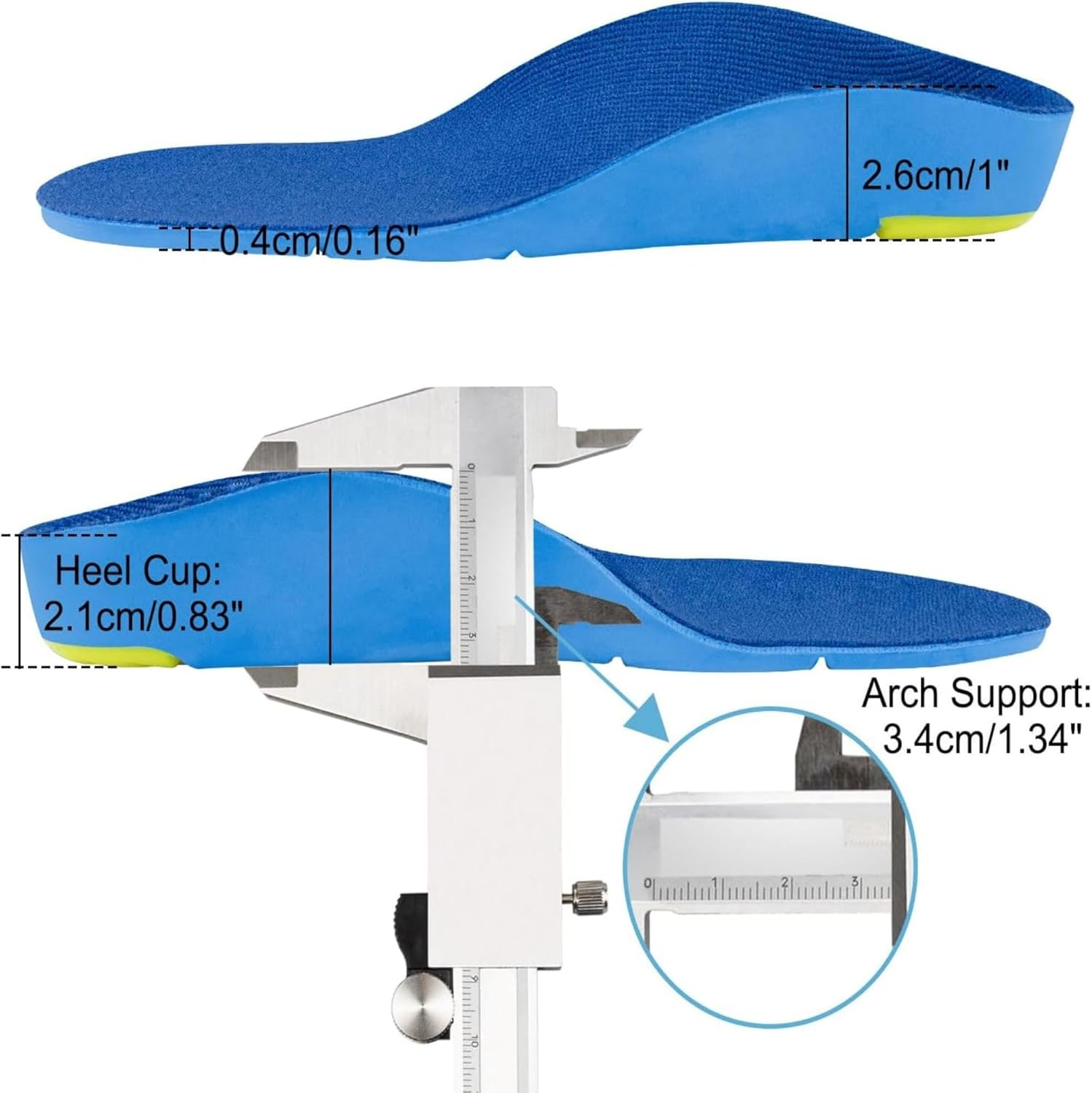 2 Pairs Arch Support Orthotic Insoles | Heavy Duty Arch Support for Plantar Fasciitis & Flat Feet | PU Foam + Gel Heel Cups | Work Boot/Sports/Running Inserts (Blue) (L（EU43-45）) image number 3