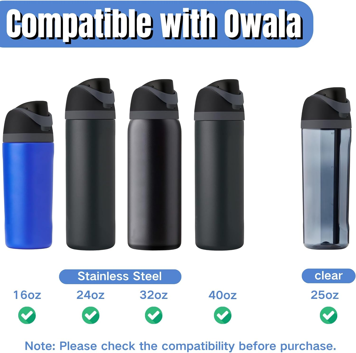 Replacement Lid for Owala Freesip, One Button Water Bottle Top Replacement Cap Compatible with Owala Cup 16Oz 24Oz 32Oz 40Oz, No Leakage Replacement Accessory for Owala Freesip (Black)